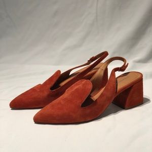 Suede Orange Loafers 1in heel Madewell